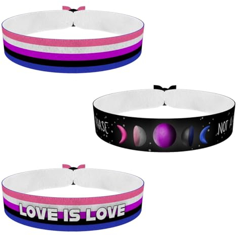 3er Set LGBTQ Genderfluid Stoffarmband-Unisex Verschiedene Verschlüsse-Handmade-Geschenk für Frauen und Mädchen-Stoffarmband mit Statement-wasserfest und verstellbar-Surfer-Ar