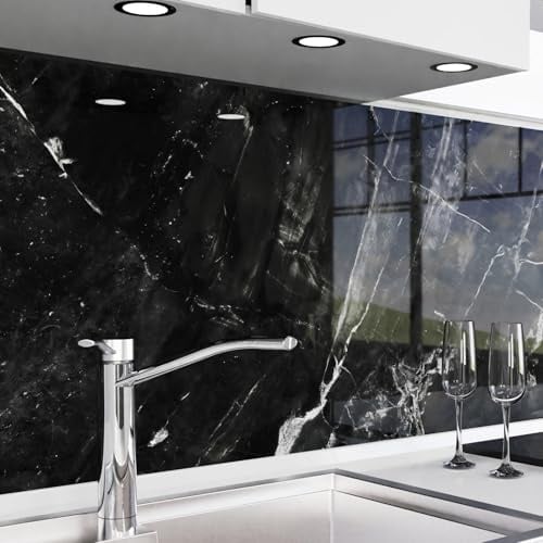 danario Küchenrückwand selbstklebend, Glasoptik 0,8 mm - Spritzschutz Küche | Die smarte Alternative zu Glas. Nur bei uns: Ablösbar & mieterfreundlich. Überbrückt Fliesen