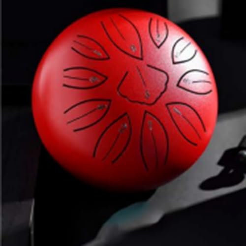 Schlitztrommel, Stahlzungentrommel, 15,2 cm, 8 Töne, Handpan-Trommel mit Drumsticks, für Musikerziehung, Konzert, Geistheilung, Yoga, Meditation (rot)