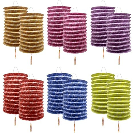 Papierlaternen Lampions, Papierlampion - Packung mit 12 chinesischen hängenden Papierlaternen, 6,3 Zoll groß, essentiell für asiatische Geburtstage, Hochzeiten, Neujahrsdekoration und Feierlichkeiten