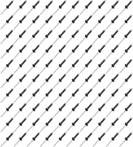 Aoktorkit Lot de 100 rivets en aluminium pour stores M3 x 12 mm, rivets à bride ouverte pour métal, bois, plastique, noir