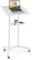 COSTWAY Mobile Lectern Podium, Height Adjustable Laptop Table Standing Desk with Tilting Top, Storage Tray, Cup Holder & Wheels, Portable Pulpit Stand Computer Workstation for Church Office (White)