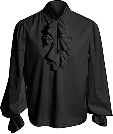 Generisch Wikinger Kostüm Herren - Schnürhemd Renaissance Viktorian Steampunk Piraten Hemd Piratenhemd Oberteile Freizeithemden Tunika Kurzarm/langarm Halloween Shirt Mittelalter Hemd Viking Kostüm