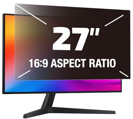 Fluflyer Filtro privacy per computer da 27 pollici per monitor del computer 16:9, anti luce blu rimovibile 27 pollici pellicola protettiva per schermo privacy, filtro antiriflesso per monitor PC