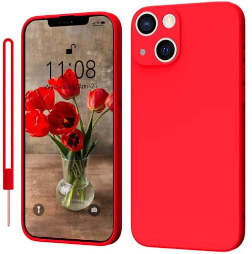 KPPIT for iPhone 14 Plus case,Silicone Case,Ultra Slim Soft Gel Anti-Scratch,Microfiber Lining,Rubber Shockproof Case Cover iPhone 14 Plus 6.7 inch,Bright Red