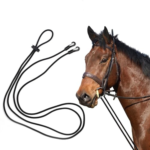 Extra lange 4 m lange Pferdezügel, elastischer Nackendehner, verstellbare Seilspanngurte für Pferdetraining, Alternative zu Seitenzügeln, 4 Meter