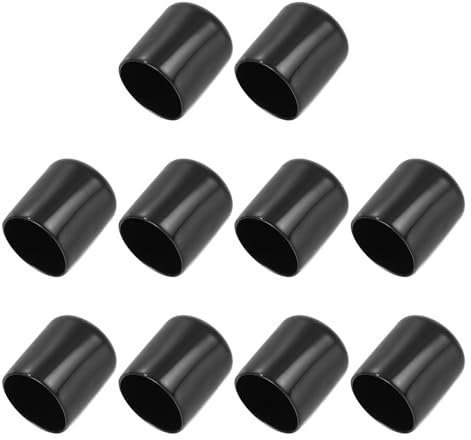PATIKIL 22MM Vinyl Rubber End Caps, 10 Pack Flexible Bolt Screw Covers Caps Round Thread Protector Caps for Metal Tubing Rod Bolts, Black