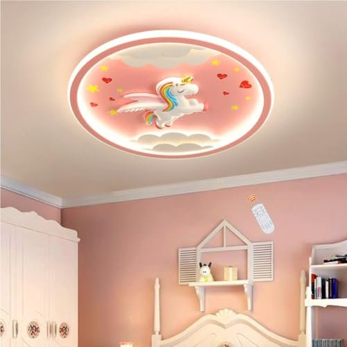 Plafoniera Moderna A LED Lampadario Unicorno Rosa Lampada Da Soffitto Creativa Per Bambini 56W Dimmerabile Acrilico Cameretta Dei Bambini Scuola Materna Camera Da Letto Ragazze Soggiorno Illuminazione