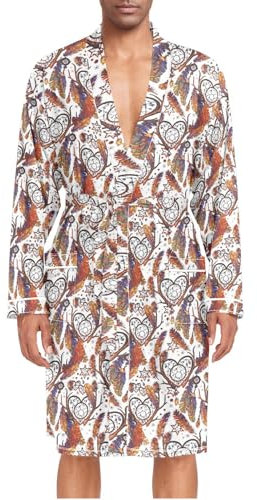 ZZXXB Dream Catcher Love Herren-Nachtwäsche, leicht, langärmelig, Spa-Bademantel mit Taschen, M-XL, braun, XL