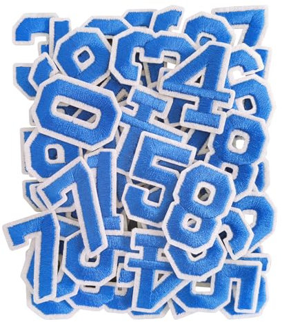 50PCS Iron on Number Patches, Number Iron on Patches for Clothes, Dress, Hat, Jeans(Blue)
