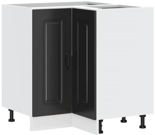 vidaXL Küchen-Eckunterschrank Kalmar Schwarz Holzwerkstoff, Eckunterschrank, Küchenschrank, Küchen-Eckunterschrank, Eckunterschrank für Küche