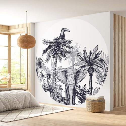 Papier peint rond/cercle - Jungle Animaux 3617689744490 - Diamètre 70 cm