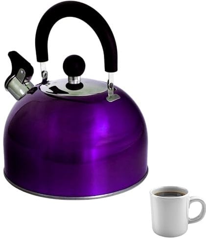 Purple Stainless Steel Whistling Kettle Stove Top Hob Coffee Tea Kitchenware Camping Traveling Caravan Kitchen Home Gas Teapot 3L