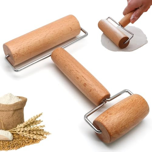 Rouleau à Pâtisserie,Rouleau Patisserie en Bois, Avec Deux Rouleaux,Petit et Moyen,Ustensiles de Cuisine Patisserie,Accessoires Cuisine, pour étaler la Pâte à la Main, Pizza, Desserts et Boulettes