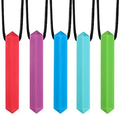 5pcs Silicon Sensorische Kau -Halskette für Autistische mit ADHS SPD Angst Sensorisch Kauspielzeug für Babys Zahnen Bucke Braucht Orale Motor Baby Teether Relief von