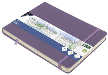 Skizzenbuch Kangaro A5 landscape Heather Purple PU Hardcover 80 Blatt 140 Gramm cremefarbenes Papier mit Gummiband und Band