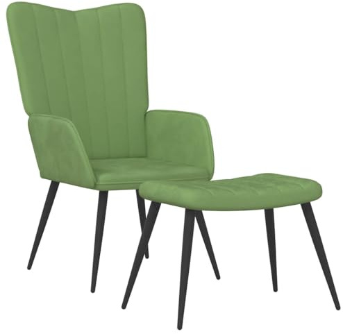 vidaXL Relaxsessel mit Hocker Sessel Fernsehsessel Polstersessel Ohrensessel Relaxstuhl Loungesessel Ruhesessel Armsessel Hellgrün Samt