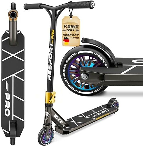 RE:SPORT® Stunt Scooter Roller REVO PRO für Kinder & Erwachsene mit Ständer | Profi Stuntroller 110mm PU Wheels & Y-Bar | Stuntscooter Kickscooter ABEC 9 Kugellager | Tretroller Trickroller Cityroller