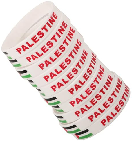 TOYANDONA Bracelet en Silicone aux Couleurs Rouge, Blanc et Noir, Lot de 10 Pièces, Taille Unique, Bracelet Patriotique Réutilisable pour Supporters et Événements Sportifs