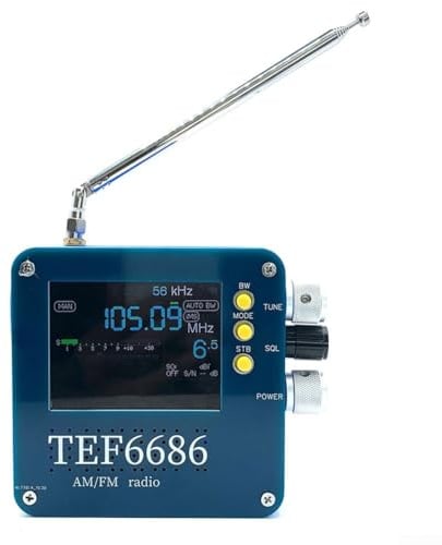 TEF6686 Ricevitore radio con LCD da 3,2 pollici, bande FM AM SW HF LW, batteria 3000mAh, ricarica di tipo C, antenna telescopica, guscio stampato 3D fai da te per l'ascolto a onde corte