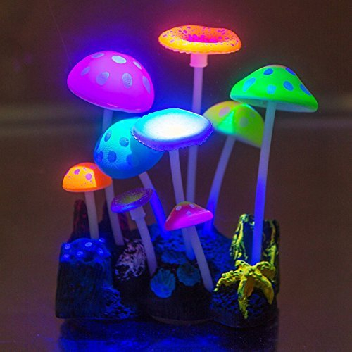 UEETEK Künstliche glühende Silikon-Pilz für Fish Tank Aquarium Dekoration