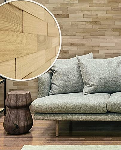 wodewa 200 Wandverkleidung Holz 3D Eiche Natur strukturiert unbehandelt 1m² Wandpaneele Moderne Wanddekoration Holzverkleidung Holzwand für Wohnzimmer Küche Schlafzimmer