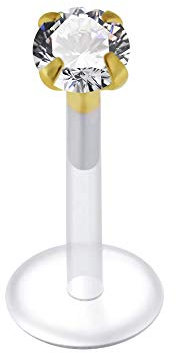 Monster Piercing 14 carats Claw Or Jaune mis 2,5 MM Rond CZ Pierre Push Fit garnir Bioplast lèvre Labret Tragus Bijoux