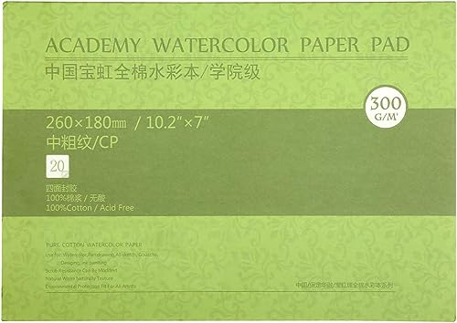 MEEDEN Aquarellpapier Baumwolle: 20 Blatt Watercolor Paper 300g/m² - Halbrau 26 x 18 CM - Säurefrei Aquarellblock Malblock DIN A5 Aquarell Skizzenbuch für Aquarell Gouache Künstler Kinder