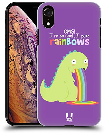Head Case Designs Dinosaur Rainbow Puke Hard Back Case Compatible With Apple iPhone XR
