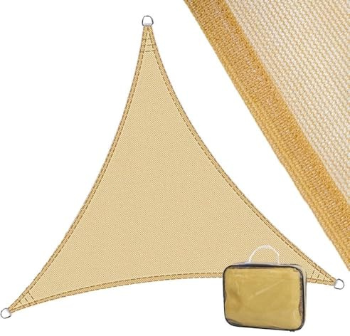 LOLAhome Toldo Vela de Sombra 3, 5x3, 5x3, 5 m Triangular Arena | Fibras Alta resistencia 200gr y m2 HDPE, Protección UV, Transpirable. Para Exteriores Jardin, Patio, Terraza