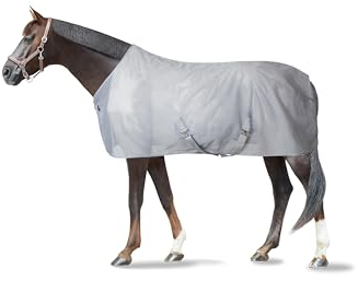Horze Pferde Fliegendecke Orleans, leichte Sommerdecke, Fliegenschutz, Grau, 135