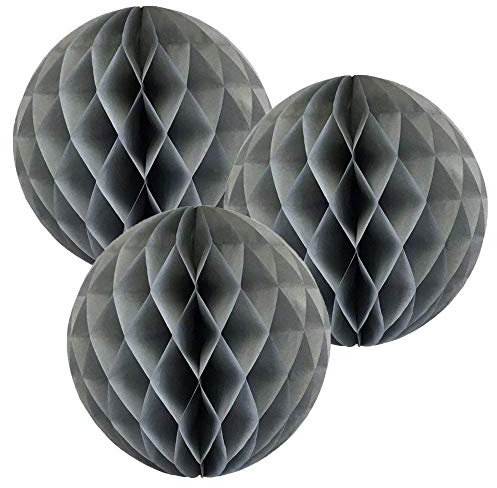 Paper Honeycomb Balls (Pack of 3) Christmas Tree Decorations Birthday Wedding Baby Shower (2 (5cm), Grey)