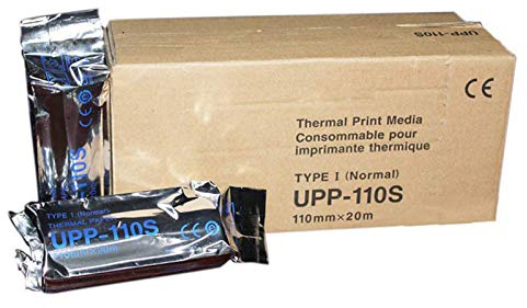UPP 110S Lot de 10 rouleaux de papier thermique pour imprimante à ultrasons Type I Noir et blanc 110 mm x 20 m