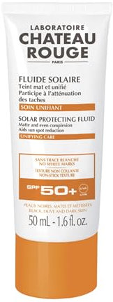 LABORATOIRE CHÂTEAU ROUGE - Fluide Solaire Anti-Tache SPF 50+ - Tube 50 ml - Algues Brunes & Huile d'Amande Douce - Très Haute Protection UVA/UVB - Matifie & Unifie le Teint - Fabriqué en France