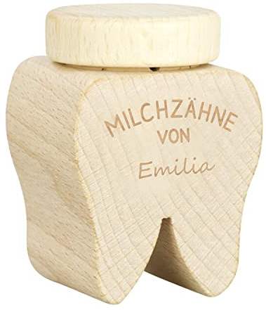 LAUBLUST Personalisierte Milchzahndose mit Namen - Zahnbox mit Gravur auf beiden Seiten | Zahnfee Geschenk für Jungen & Mädchen - Milchzahnbox & Zahndose aus Holz ca. 6 x 4 cm als Andenken für Kinder