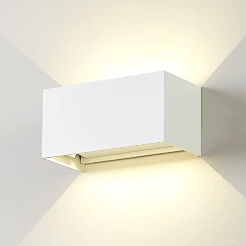 Dr.lazy 20W Dekorative Wandlampen,wasserdicht IP65 LED-Wandbeleuchtung im Innen-und Außenbereich, Einstellbarer Lichtstrahl, Außenwandleuchten 4000K Naturweiß (Weiß/Naturweiß)