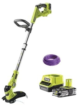 RYOBI Pack Coupe Bordures Hybride 18V One+ - 1 Batterie 2.5Ah LithiumPlus - 1 Chargeur Rapide - Bobine Fil Rond 15m diamètre 1.6mm Violet Universel