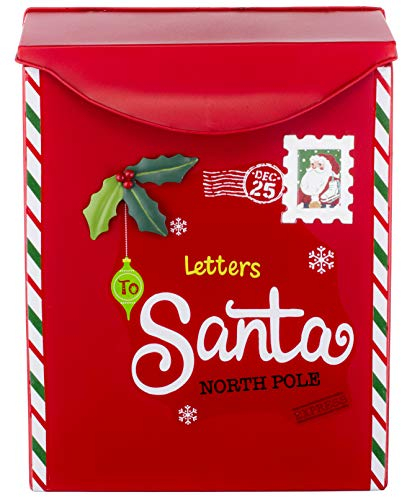 Brandsseller - Boîte aux lettres décorative Santa North Pole - En métal - Environ 31 cm - Rouge