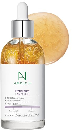 Coreana AMPLE:N Ampoule Peptide Shot 3,38 fl. oz. (100 ml) - Sérum raffermissant pour le visage Anti-âge et anti-rides ultime, Booster Tri-Peptides, Visiby Plump, Soin de la peau rajeunissant