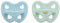 HEVEA 2er-Pack farbiger Naturkautschuk-Schnuller mit natürlichen Farbstoffen, BPA-frei & für den Kontakt mit Lebensmitteln zugelassen (Baby Blue & Mellow Mint, 0-3 Monate runde Saugerform)