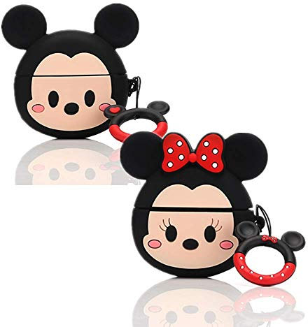 (2 Pack) Cases for AirPods Pro 2nd/1st Generation Earbuds with Anti-loss Ring,TAOCHEN Cute Cartoon Silicone Case Protection Shockproof Cover for AirPods Pro and AirPods Pro 2