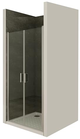 Moments of Glass Mampara de ducha 97x180 cm rango de ajuste de 97-100 cm, altura: 180 cm, vidrio de seguridad ESG con nano transparente de 6 mm con perfiles de aluminio - AC