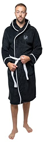 KORN Bademantel Classic Band Logo Nue offiziell Schwarz super Soft Fleece Unisex M