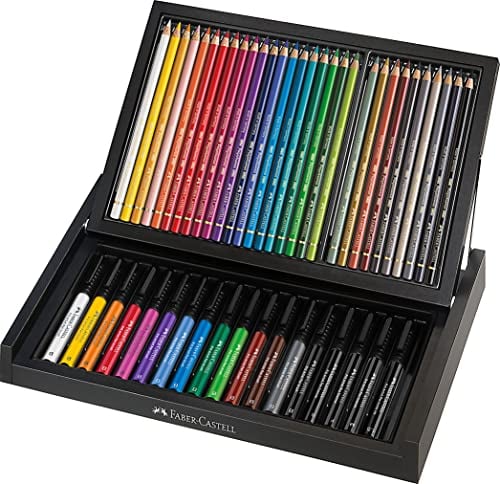 FABER-CASTELL 110053 - Art & Graphic Butler, 30 Polychromos Künstlerfarbstifte, 18 Pitt Artist Pen Tuschezeichner