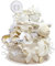 Windeltortezurgeburt.de neutral | Windelgeschenk Schaf Baby-Geschenk zur Geburt Taufe Babyshower 2 Stöckig (Beige) Baby-Boy & Baby-Girl (Unisex) mit Strickschuhen Schnuffeltuch Schnuller Windeln mehr