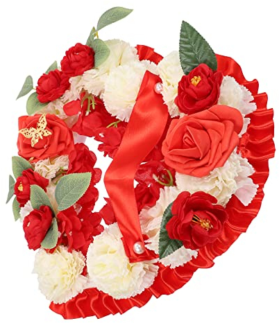 1 juego de conmemorativas de corazón artificiales, arreglos funerarios, decoración de flores artificiales para tumba, cementerio, de luto, imitación de poliéster