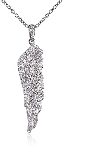 namana Engelsflügel Halskette für Damen, 925 Sterling Silber Halskette für Frauen mit schwarzen oder klaren Edelsteinen. Sterlingsilber Halskette mit Flügel-Anhänger mit Geschenkbox