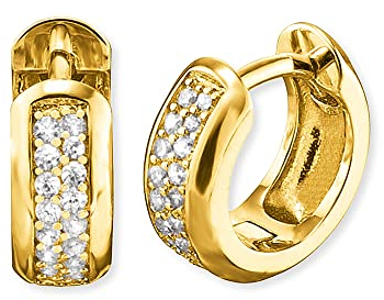 Engelsrufer Damen Creole Anna aus vergoldetem Sterling Silber - besetzt mit 38 Zirkonia Steinen - Clipverschluss - nickelfrei - 13mm