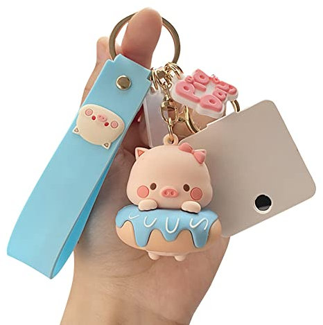 Schweinchen Schlüsselanhänger, Niedlich Tier Auto Keychain Cute Kawaii PVC Harz Shiba Inu Schlüsselbund für Frauen Mädchen Handtaschen Zubehör Auto Handy Tasche Charme Anhänger Schlüsselbund