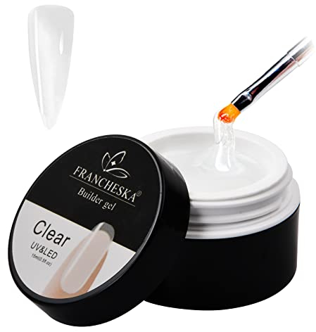 Aufbaugel UV Gel für Fiberglas, Nagelverlängerung und Modellage für Gelnägel, 15ml (Transparent)